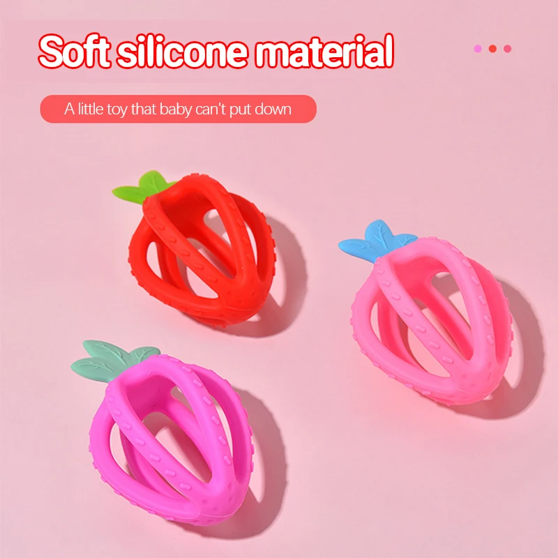 Baby Hand Grab Ball Teether Baby Silicone Strawberry Soothing Chew Child Spherical Molar Stick Toys
Baby Hand Grab Ball Teether Baby Silicone Strawberry Soothing Chew Child Spherical Molar Stick Toys