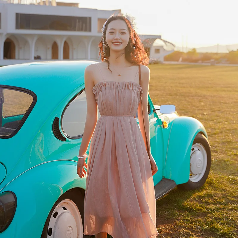 Woman Dress Spaghetti Strap Long Dress Beach Holiday Sleeveless Sundress Casual 2021 Summer Dress
Woman Dress Spaghetti Strap Long Dress Beach Holiday Sleeveless Sundress Casual 2021 Summer Dress