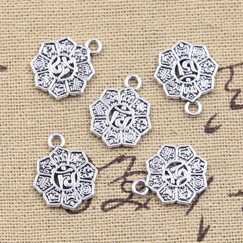 

15pcs Charms Yoga Om 18x15mm Antique Silver Color Pendants Making DIY Handmade Tibetan Finding Jewelry