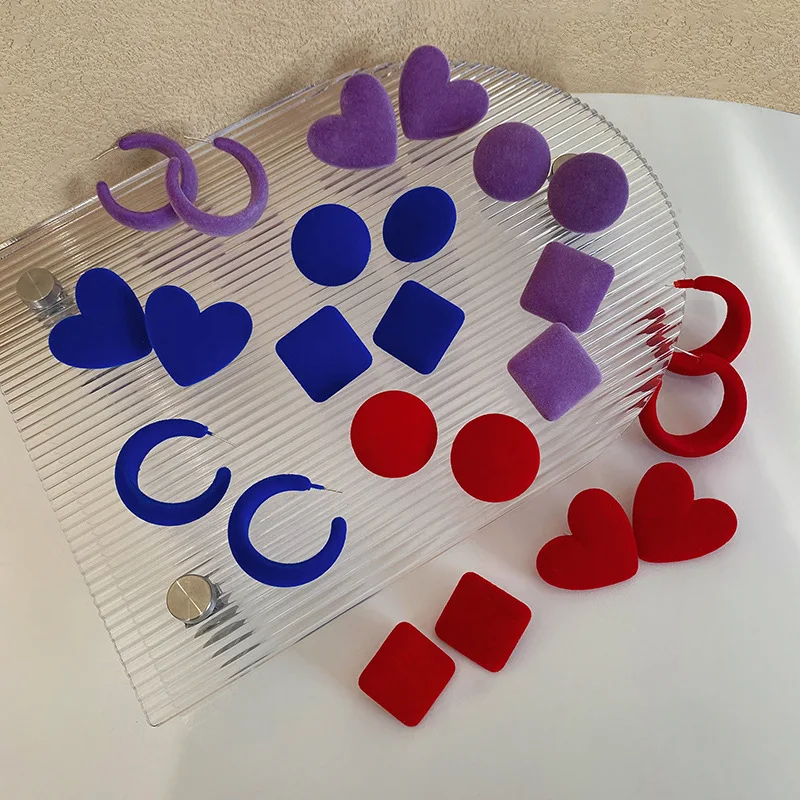 2021 New Trendy Round Heart Stud Earrings For Women Fashion Acrylic Flocking Square Red Blue Earring Girls Wedding Jewelry Gifts
2021 New Trendy Round Heart Stud Earrings For Women Fashion Acrylic Flocking Square Red Blue Earring Girls Wedding Jewelry Gifts