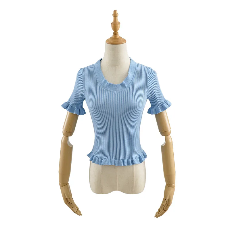 Summer new fashion retro solid color wild fungus short-sleeved T-shirt women V-neck slim thin elastic tight casual T-shirt women
Summer new fashion retro solid color wild fungus short-sleeved T-shirt women V-neck slim thin elastic tight casual T-shirt women