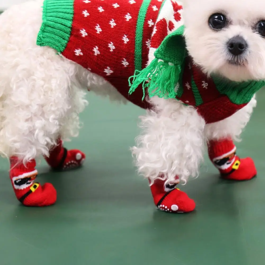4Pcs Puppy Socks Santa Claus Design Anti-Skid Bottom Elastic Small Medium Dogs Warm Paw Socks for Christmas
4Pcs Puppy Socks Santa Claus Design Anti-Skid Bottom Elastic Small Medium Dogs Warm Paw Socks for Christmas