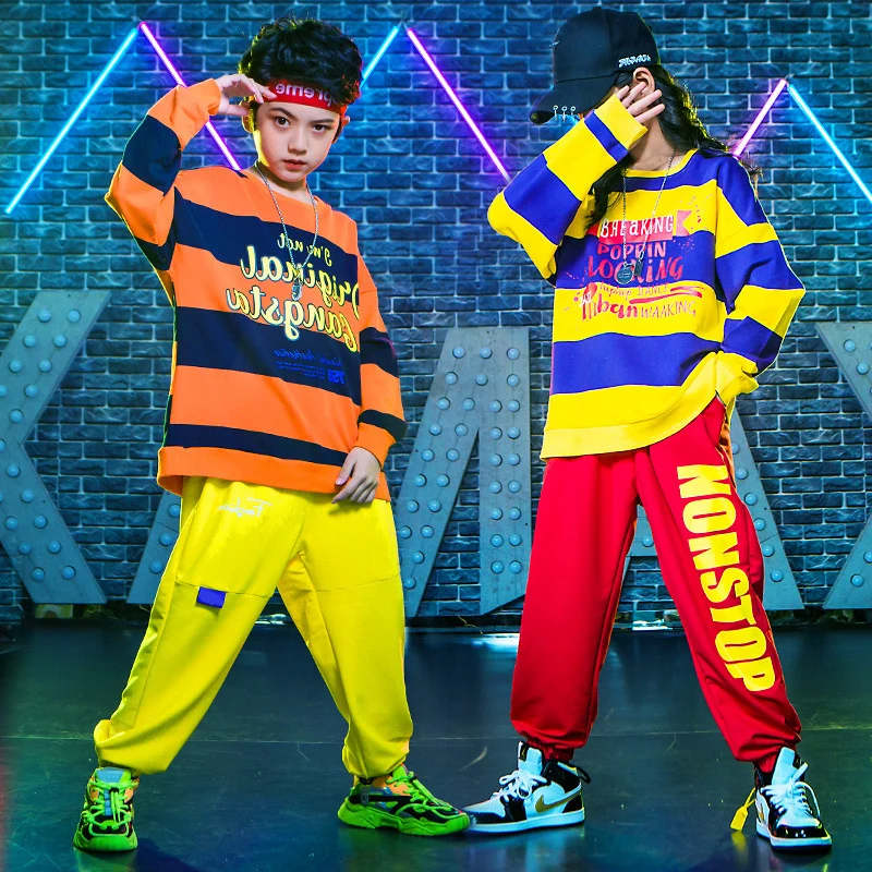 Kid Hip Hop Clothing Striped Oversized Sweatshirt Top Loose Jogger Pants for Girls Boys Jazz Dance Costumes Clothes Street Wear
Kid Hip Hop Clothing Striped Oversized Sweatshirt Top Loose Jogger Pants for Girls Boys Jazz Dance Costumes Clothes Street Wear
