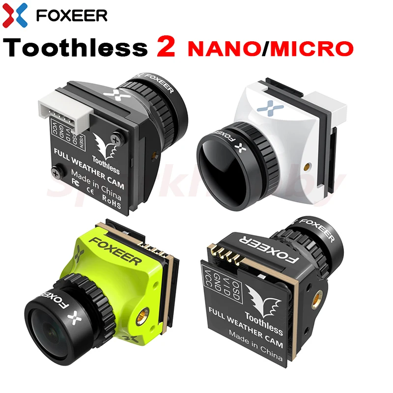 

Foxeer Toothless 2 NANO/MICRO FPV Camera 1.7mm 1.8mm 2.1mm Standard/StarLight 1200TVL PAL/NTSC 4:3/16:9 FPV OSD Full Weather Cam