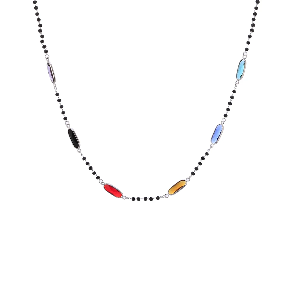 Colorful Geometric Chokers Necklaces black red blue Zircon Beads Chain Luxury Boho Wedding Jewelry Gift Engagement Accessories 
Colorful Geometric Chokers Necklaces black red blue Zircon Beads Chain Luxury Boho Wedding Jewelry Gift Engagement Accessories