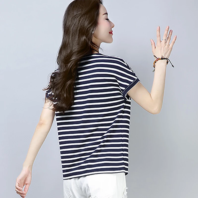 BOBOKATEER Striped Cotton T Shirt Mujer Camisetas Plus Size Woman Tshirts O-Neck Short Sleeve Tee Shirt Femme T-shirty Damskie
BOBOKATEER Striped Cotton T Shirt Mujer Camisetas Plus Size Woman Tshirts O-Neck Short Sleeve Tee Shirt Femme T-shirty Damskie