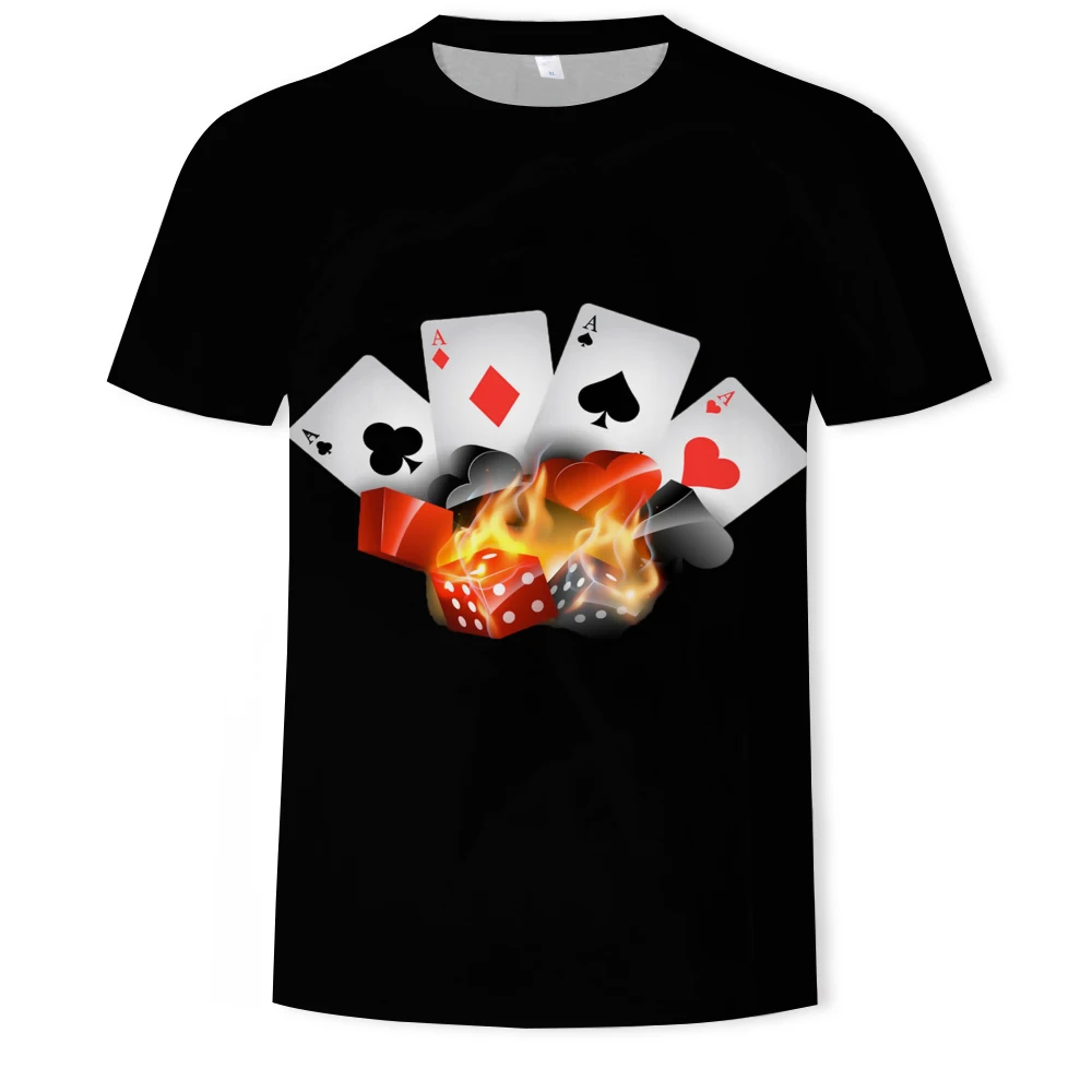 Men's summer new T-shirt 3D magic playing cards Youth favorite indoor activities Comfortable printed T-shirt
Men's summer new T-shirt 3D magic playing cards Youth favorite indoor activities Comfortable printed T-shirt