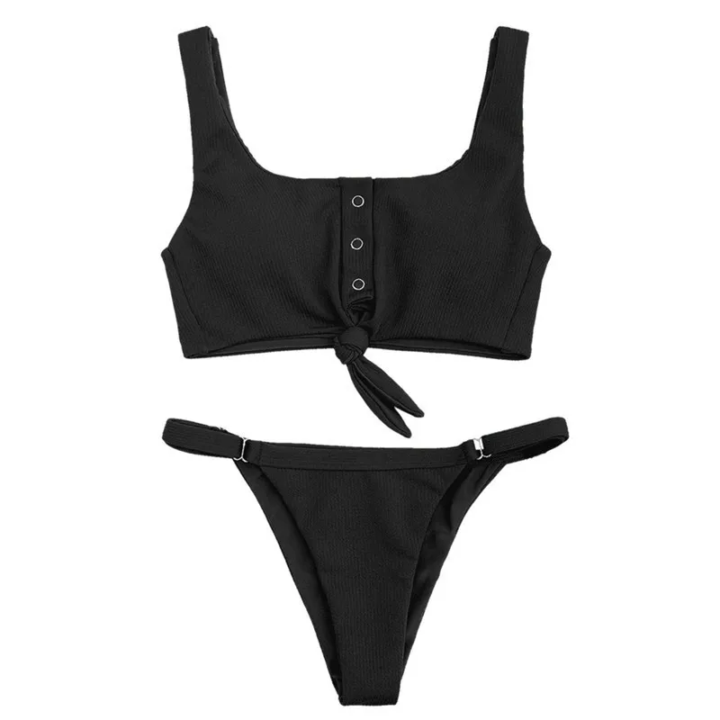 New cross-border hot selling solid color backless women's swimsuit fashion sexy two-piece bikini European and American-style sw | Спорт и