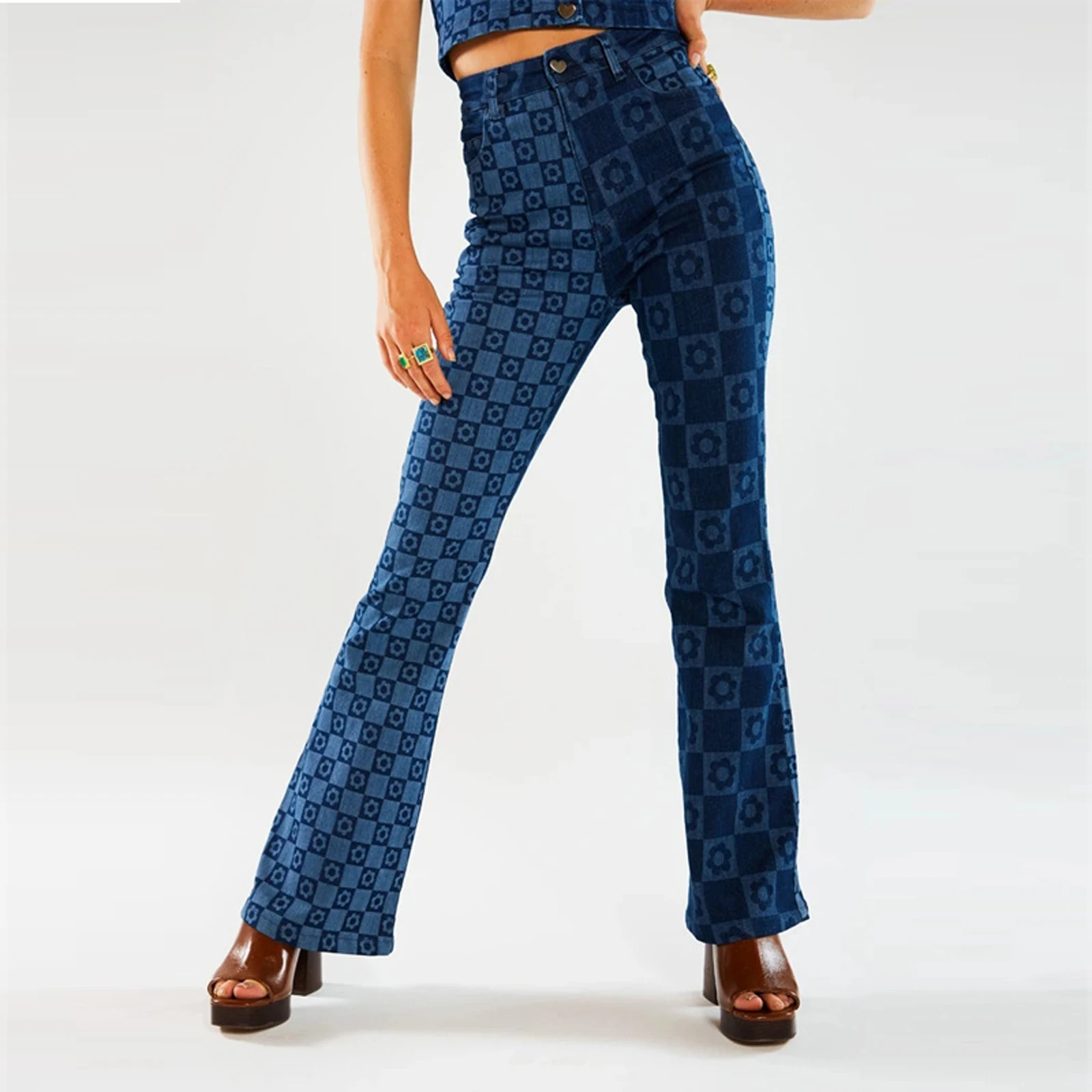 Stylish Pattern Flower Plaid Jeans High Waist Trendy Wild Slim Fit Pants Color Block Women Ladies Daily Streetwear Bottoms
Stylish Pattern Flower Plaid Jeans High Waist Trendy Wild Slim Fit Pants Color Block Women Ladies Daily Streetwear Bottoms