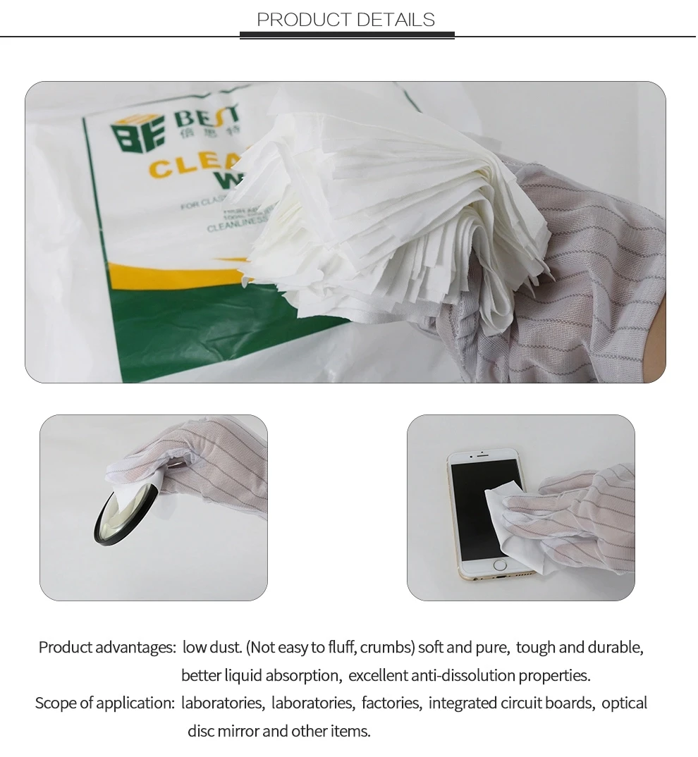 1 Bag Soft Cleanroom Wiper Phone LCD Screen Cleaning Tool 95x95mm Dust Free Cloth for Class 100 Clean Rooms
1 Bag Soft Cleanroom Wiper Phone LCD Screen Cleaning Tool 95x95mm Dust Free Cloth for Class 100 Clean Rooms