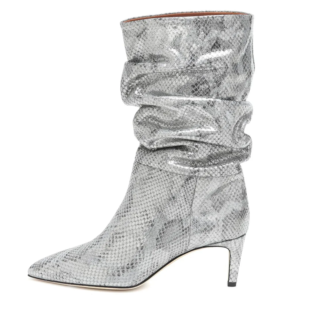 Autumn 2021 heel high heel snake pattern new slim pleated middle boots Purple Silver women's boots large shoes
Autumn 2021 heel high heel snake pattern new slim pleated middle boots Purple Silver women's boots large shoes