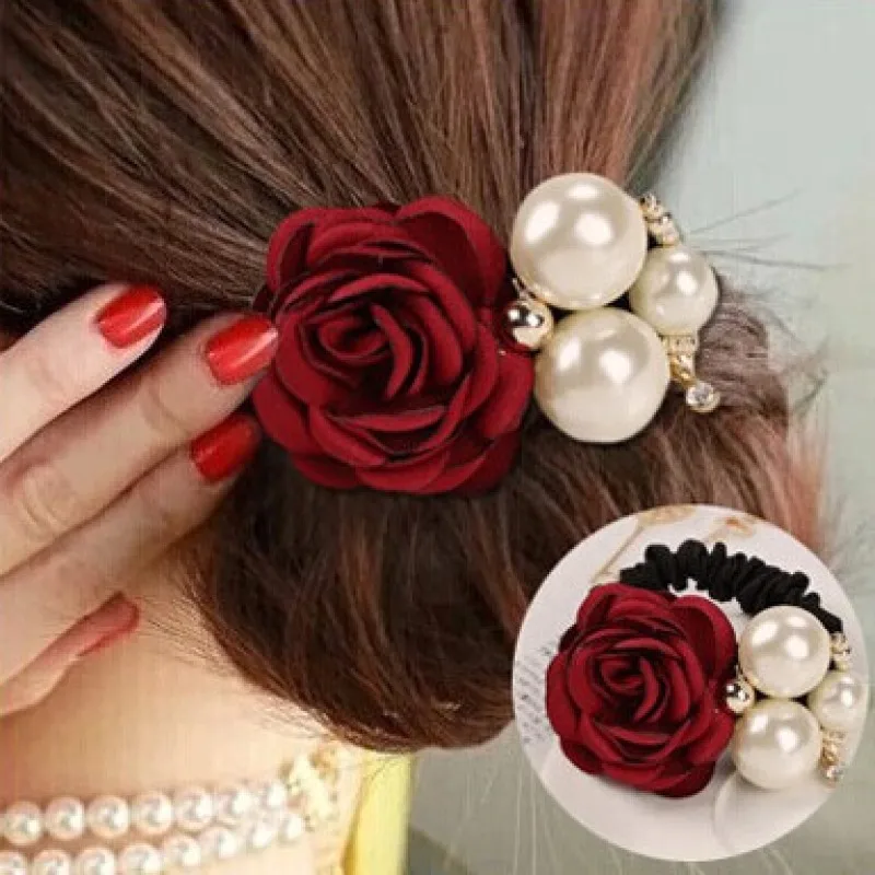 Rhinestones Imitation Pearls Flower Hair Rope Girl Sweet Hair Band Hair Accessories Fashion Women Rose Elastic Hair Bands
Rhinestones Imitation Pearls Flower Hair Rope Girl Sweet Hair Band Hair Accessories Fashion Women Rose Elastic Hair Bands