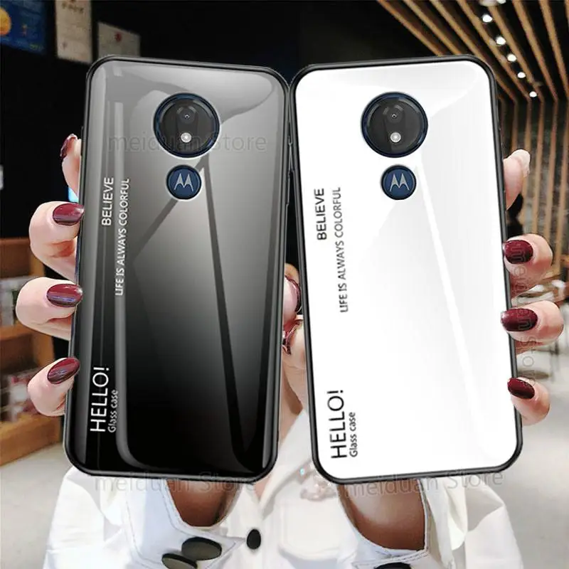 Градиентный чехол из закаленного стекла для Motorola Moto G7 Power задняя крышка защитный