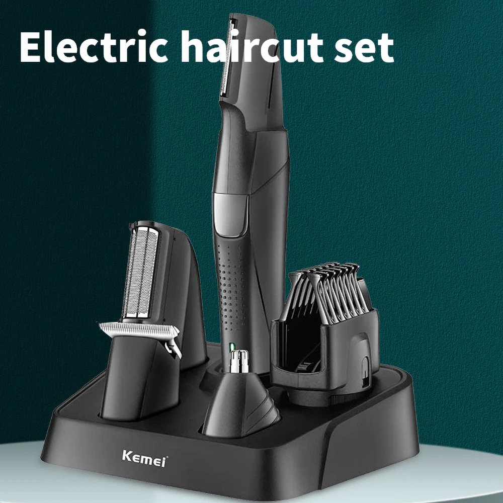 

Kemei 4 In1 Rechargeable Hair Clipper Home Beard Trimer Suits Whole Body Washing Ear Eyebrow Nose Hair Trimmer