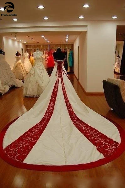 Red and White Stain Embroidery Wedding Dresses 2020 Vintage Sweetheart Lace-up Back Beaded Bride Wedding Gown vestidos Plus Size
Red and White Stain Embroidery Wedding Dresses 2020 Vintage Sweetheart Lace-up Back Beaded Bride Wedding Gown vestidos Plus Size