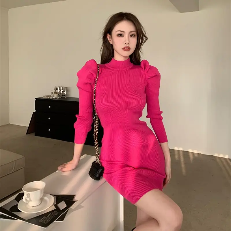 Sexy Slim Bodycon Dress For Women Half Turtleneck Knit Mini Female Dresses Chic Elegant Puff Sleeve Vestidos
Sexy Slim Bodycon Dress For Women Half Turtleneck Knit Mini Female Dresses Chic Elegant Puff Sleeve Vestidos