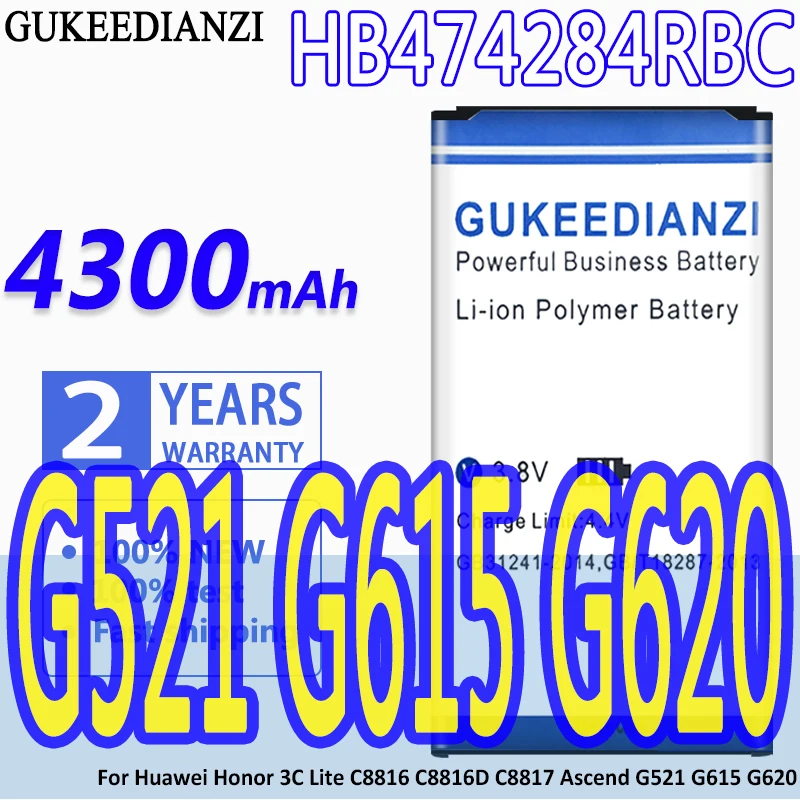 Аккумулятор GUKEEDIANZI HB474284RBC 4300 мА · ч для Huawei Honor 3C Lite C8816 C8816D C8817 Ascend G521 G615 G620 Honor3C -