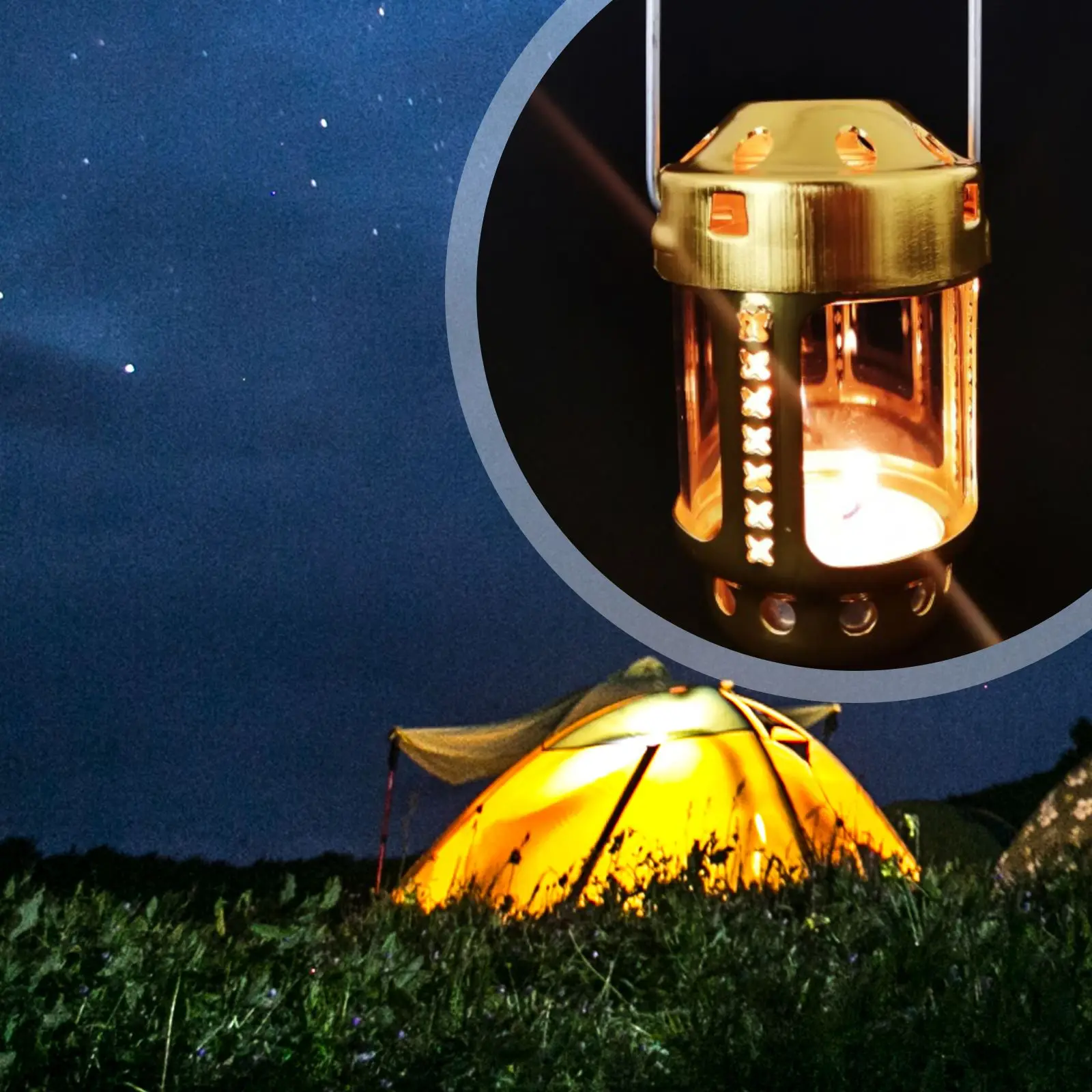 Hiking Portable Aluminum Alloy Brass Hanging Illuminating Lamp Stand Golden Fishing Tea Wax Lamp Stand Camping Reading Hiking 
Hiking Portable Aluminum Alloy Brass Hanging Illuminating Lamp Stand Golden Fishing Tea Wax Lamp Stand Camping Reading Hiking