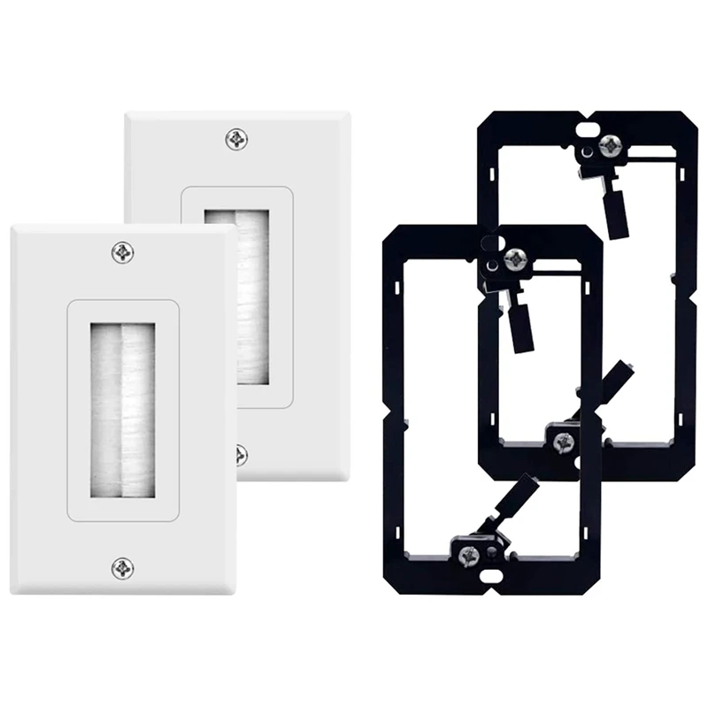 2-Pack Brush Wall Plate with Single Gang Low Voltage Mounting Bracket Cable Pass Through Insert for Speaker Wire
2-Pack Brush Wall Plate with Single Gang Low Voltage Mounting Bracket Cable Pass Through Insert for Speaker Wire