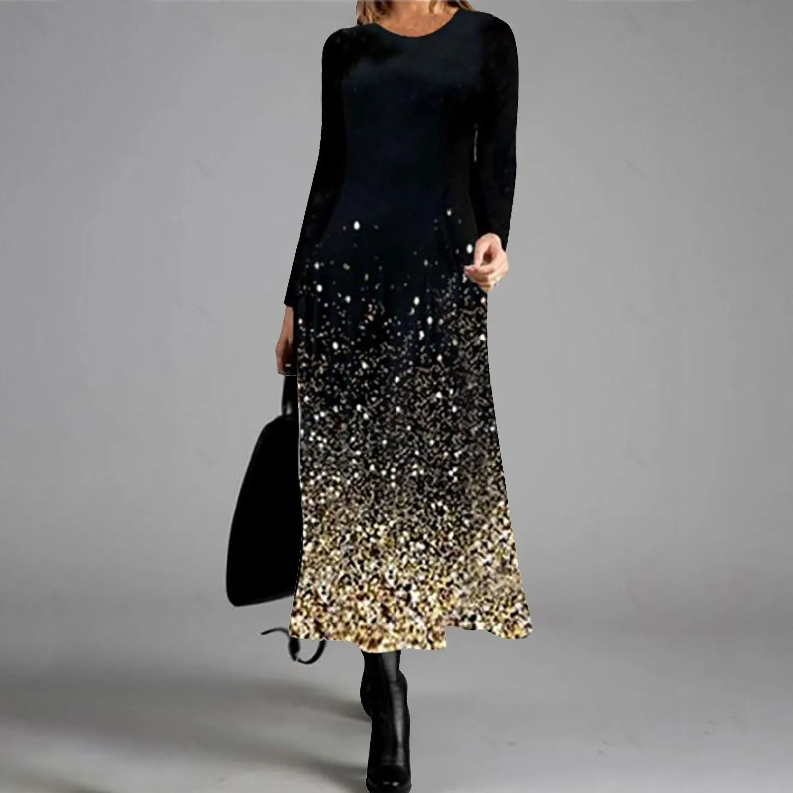 Spring Autumn Long Sleeve Printed Long Maxi Soft Casual Round Neck Warm Loose Elegant Pullover Party Evening Pullover Black
Spring Autumn Long Sleeve Printed Long Maxi Soft Casual Round Neck Warm Loose Elegant Pullover Party Evening Pullover Black