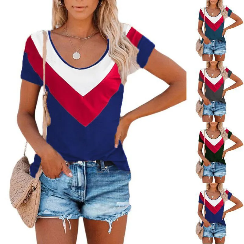 Summer Color Matching Casual Round Neck Short-sleeved Women's Tops Fashion Slim Printed Women's T-shirt Shirts Summer Plus Size
Summer Color Matching Casual Round Neck Short-sleeved Women's Tops Fashion Slim Printed Women's T-shirt Shirts Summer Plus Size