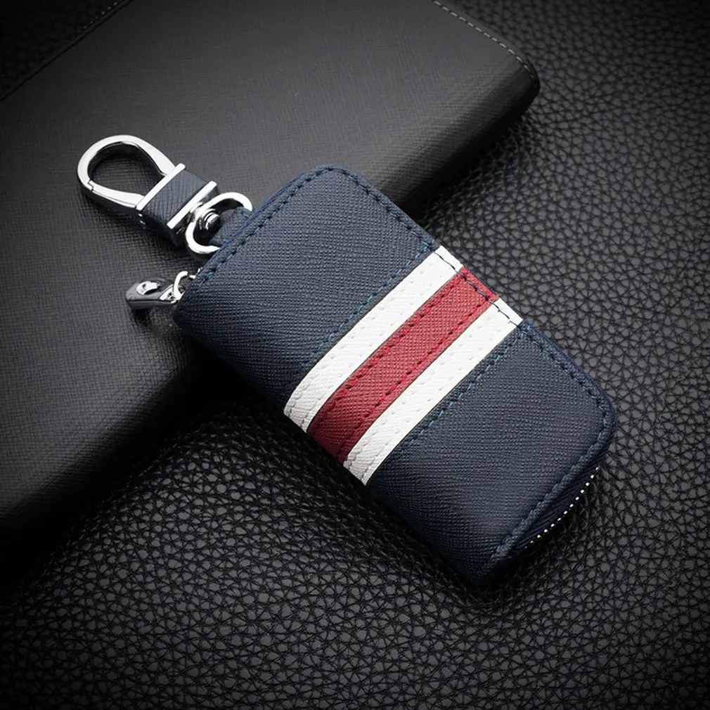 For Men and Women (Blue) Leather Striped Zipper Bag Car Key Case Universal Personalized Customized Remote Control Case 
For Men and Women (Blue) Leather Striped Zipper Bag Car Key Case Universal Personalized Customized Remote Control Case