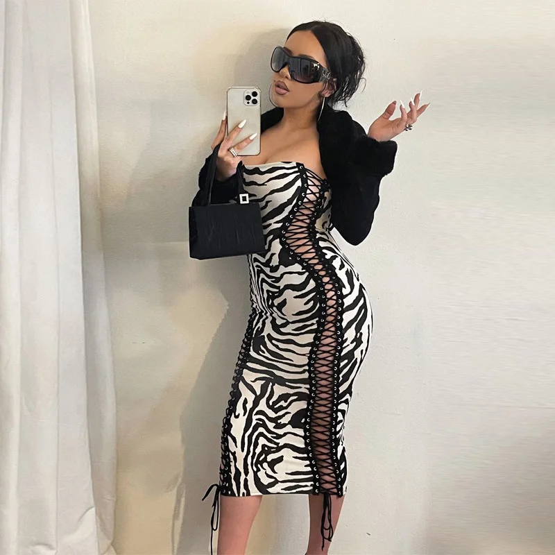 WJFZQM Sleeveless Strapless Backless Bandage Bodycon Dress Ladies Club Midi Dress Sexy Zebra Print Dresses For Women 2021 Autumn
WJFZQM Sleeveless Strapless Backless Bandage Bodycon Dress Ladies Club Midi Dress Sexy Zebra Print Dresses For Women 2021 Autumn