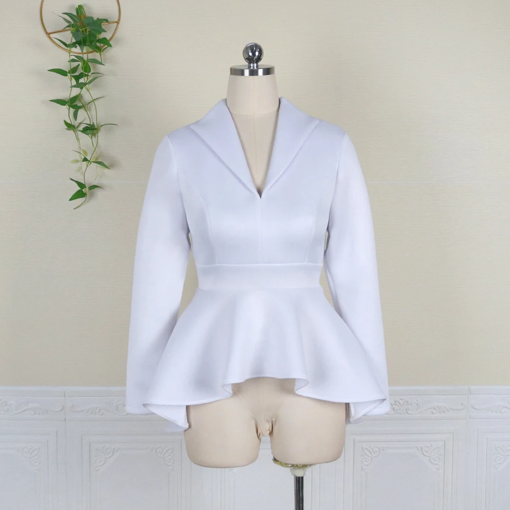 Casual White Lapel Jacket Chic Long Sleeve Fitted Office Ladies Blazer Fall Women's Hem Frill 2021 Jacket
Casual White Lapel Jacket Chic Long Sleeve Fitted Office Ladies Blazer Fall Women's Hem Frill 2021 Jacket