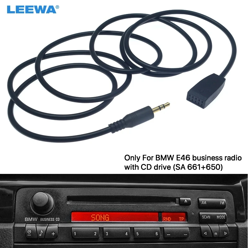 

LEEWA 3.5mm Male Jack AUX Input Cable Adapter Only For BMW E46 With Business CD Radio Headunit #CA6254