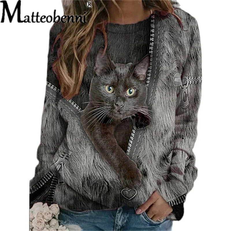Модный Свободный Топ, весна-осень 2021, Повседневная футболка на молнии с принтом мультяшного кота, о-образным вырезом и длинным рукавом, винтажная уличная одежда
Модный Свободный Топ, весна-осень 2021, Повседневная футболка на молнии с принтом мультяшного кота, о-образным вырезом и длинным рукавом, винтажная уличная одежда