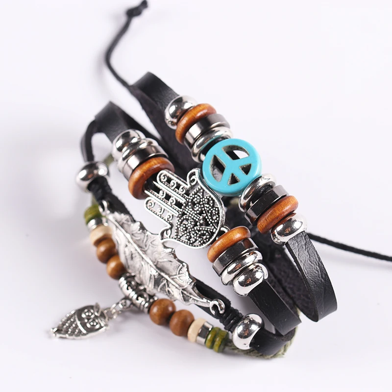 Bracelet Men's Vintage Punk Stone Feather Bracelet Multilayer Leather Bracelet Palm Kitten and Flat Bead Beads Wrap Wristband
Bracelet Men's Vintage Punk Stone Feather Bracelet Multilayer Leather Bracelet Palm Kitten and Flat Bead Beads Wrap Wristband