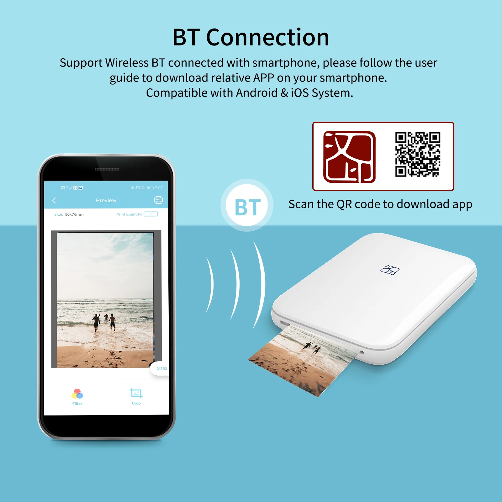 HPRT MT53 AR Printer Wireless Bluetooth 313dpi Portable Photo Mini Pocket Printer DIY Share 500mAh Battery Phone APP Control
HPRT MT53 AR Printer Wireless Bluetooth 313dpi Portable Photo Mini Pocket Printer DIY Share 500mAh Battery Phone APP Control
