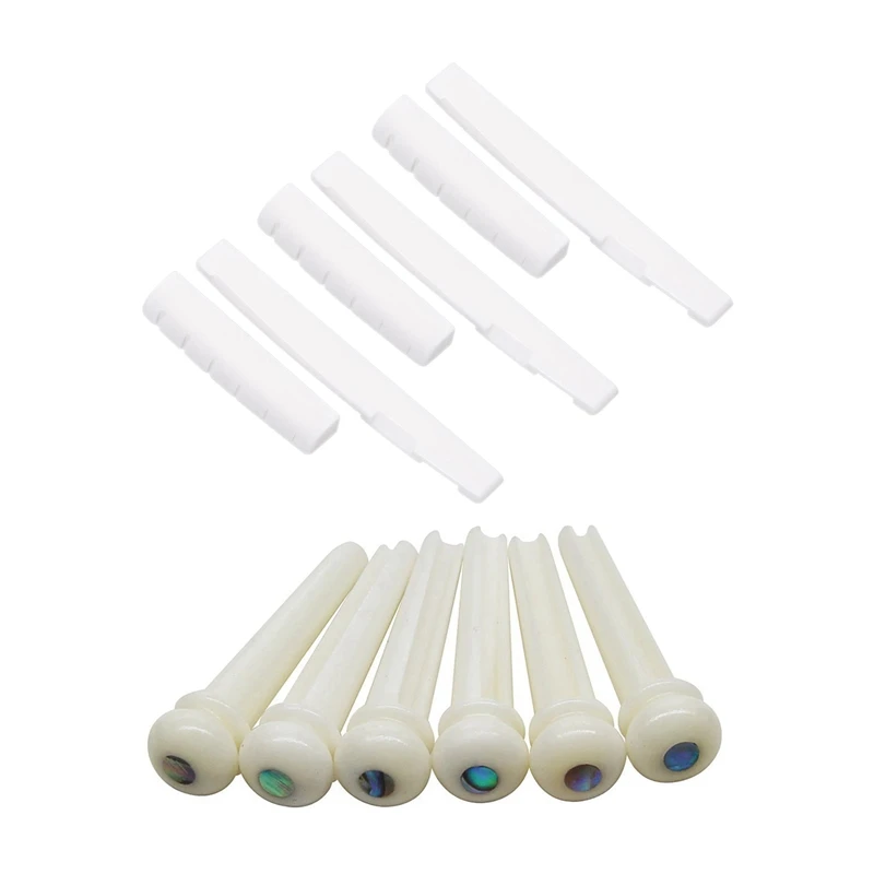 6Pcs Bone Material Guitar Bridge Pins with Pearl Shell Dot & 6Pcs Guitar Nut and Acoustic Bridge Saddle Made Of Bone
6Pcs Bone Material Guitar Bridge Pins with Pearl Shell Dot & 6Pcs Guitar Nut and Acoustic Bridge Saddle Made Of Bone