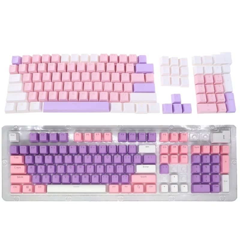 104 PBT Thicken Keycap Mechanical Keyboard Installation Keycap Set 3 Color Combinations (Pink/Purple/White)
104 PBT Thicken Keycap Mechanical Keyboard Installation Keycap Set 3 Color Combinations (Pink/Purple/White)