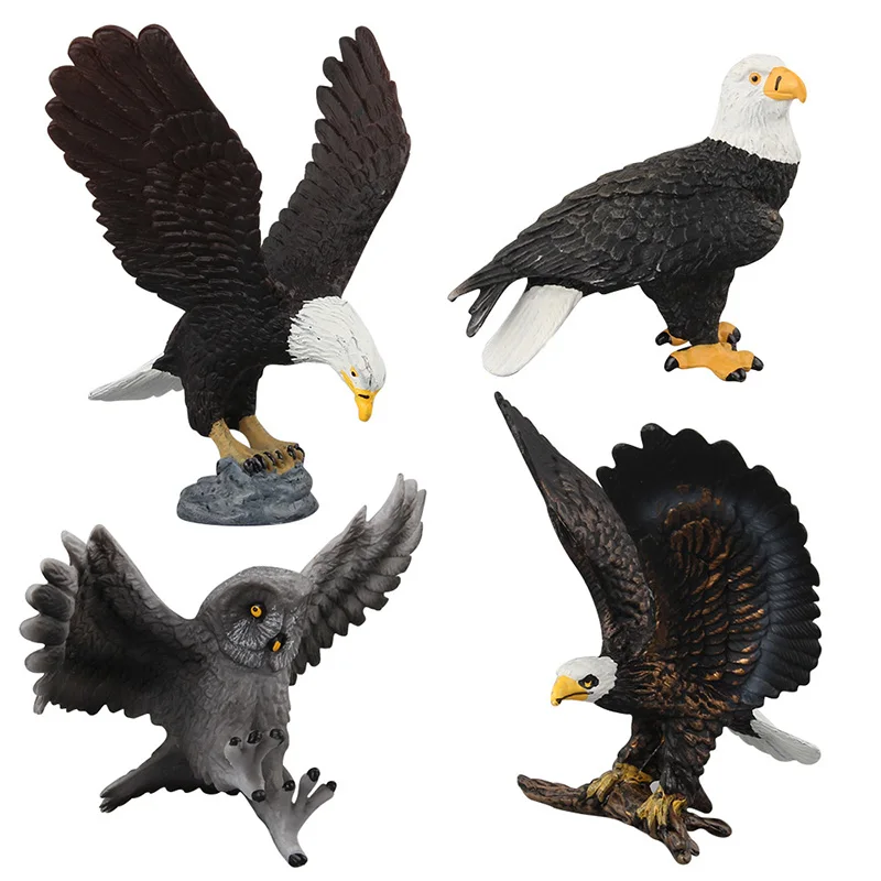 

4 Kidns Simulation White-headed Eagle/Owl Animal Figure Collectible Toys Raptor Animal Action Figures Kids Plastic Cement Toys
