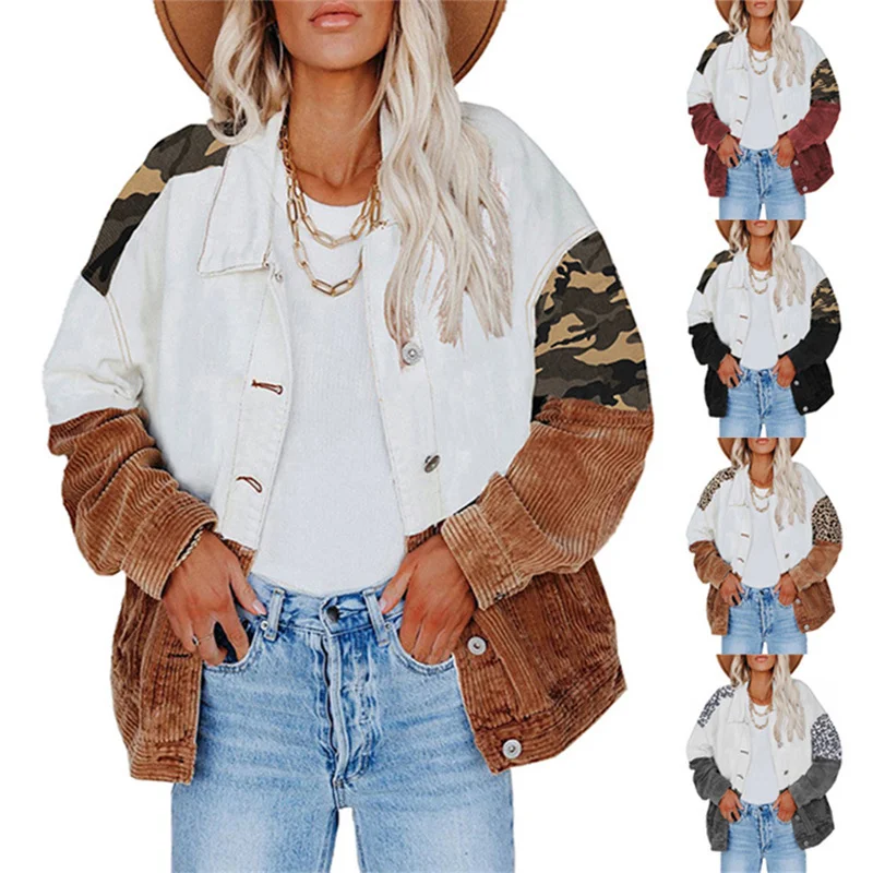 Women Camouflage Printed Color Matching Shirt Jacket 2021 New Lantern Sleeve Stitching Loose Lapel Cardigan Blouse Jacket Coats
Women Camouflage Printed Color Matching Shirt Jacket 2021 New Lantern Sleeve Stitching Loose Lapel Cardigan Blouse Jacket Coats