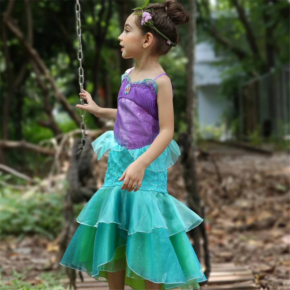 Платье Русалочка Ариэль детское вечернее платье с цветочным принтом | Детская