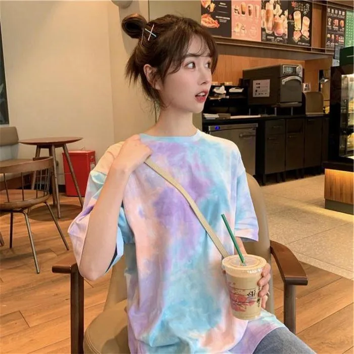 Women T-shirt New Arrival O Neck Tie-dye Clothes Gradient Color Casual Short Sleeve Tee Shirt Tops
Women T-shirt New Arrival O Neck Tie-dye Clothes Gradient Color Casual Short Sleeve Tee Shirt Tops