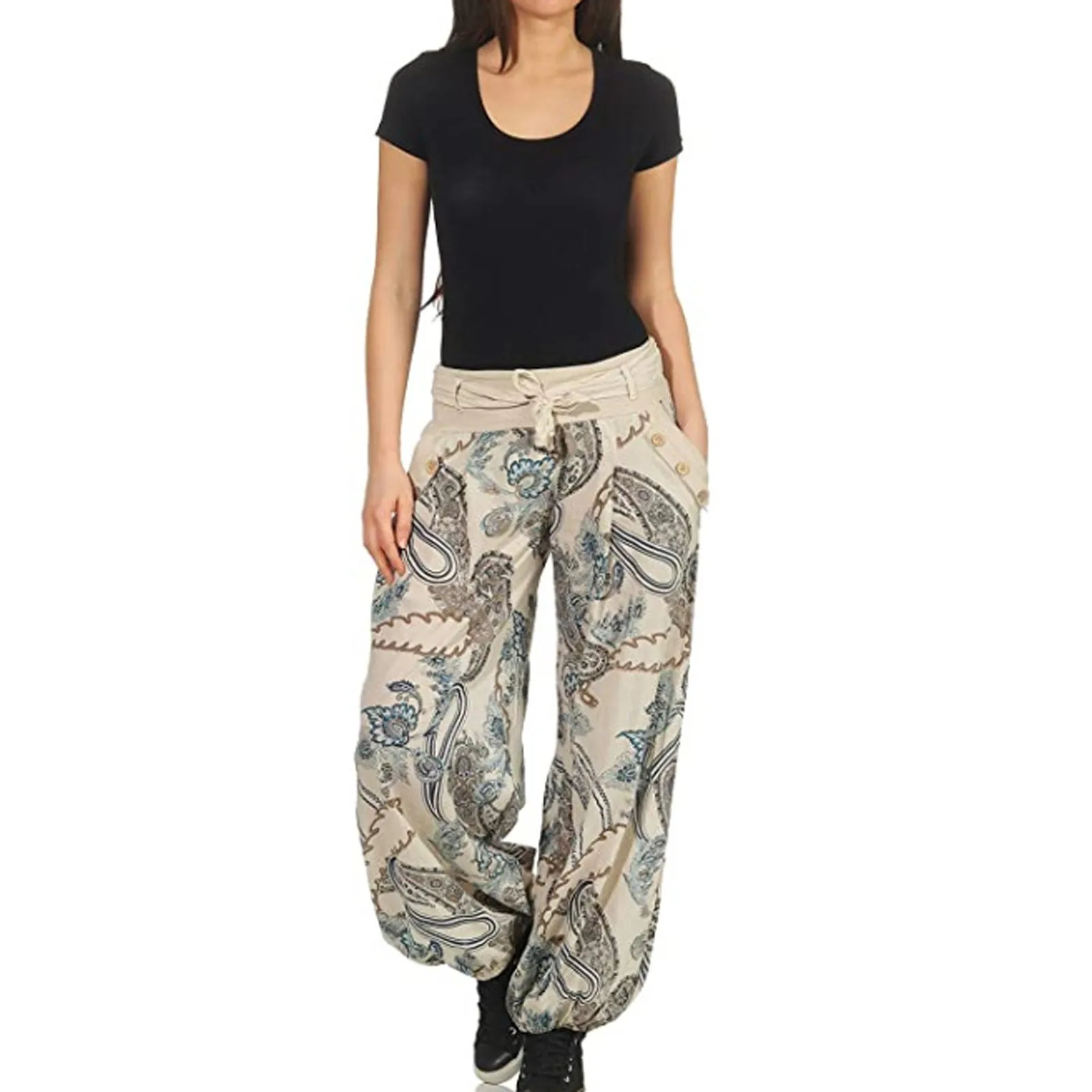Bohemian Style Women Vintage Paisley Print Harem Pants Comfy Soft Loose Pocket Button Trousers Wide Leg Pants Pantalon Femme A40
Bohemian Style Women Vintage Paisley Print Harem Pants Comfy Soft Loose Pocket Button Trousers Wide Leg Pants Pantalon Femme A40