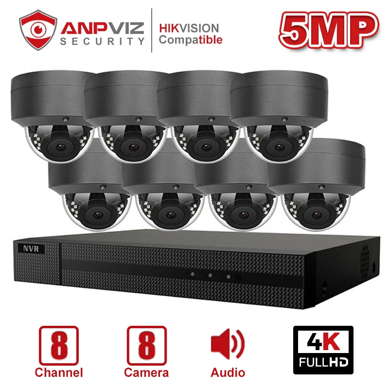 IP камера Anpviz 8 каналов 4K NVR 5 Мп POE|Система наблюдения| |