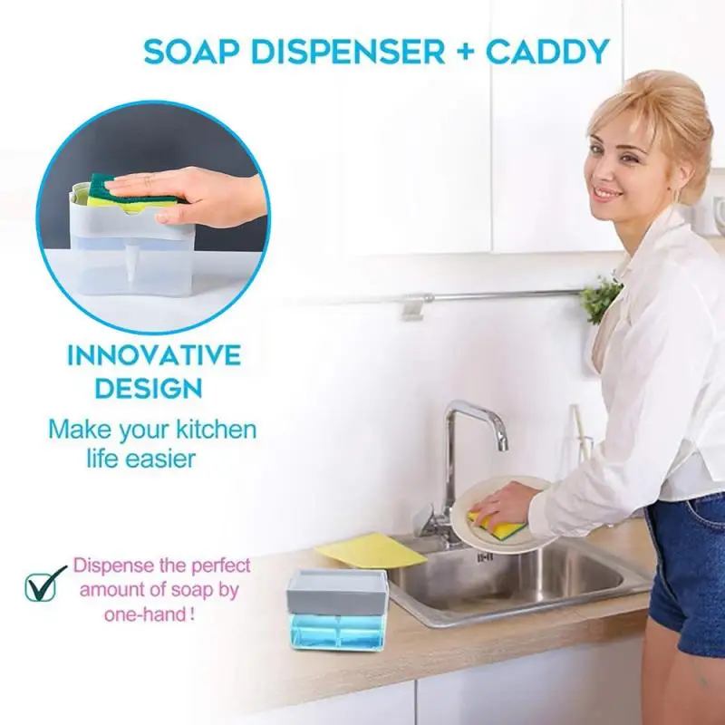New High Quality 2in1 Soap Dispenser Sponge Dispenser Washing Soap Storage Box Kitchen Bathroom
New High Quality 2in1 Soap Dispenser Sponge Dispenser Washing Soap Storage Box Kitchen Bathroom
