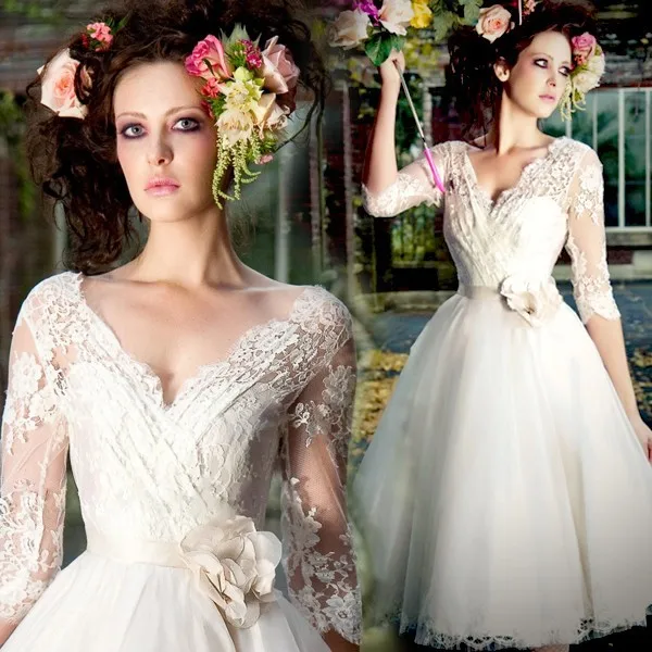 fast shipping in stock three quarter sleeves handmade flower v-neck lace short knee length wedding dress bridal gown
fast shipping in stock three quarter sleeves handmade flower v-neck lace short knee length wedding dress bridal gown