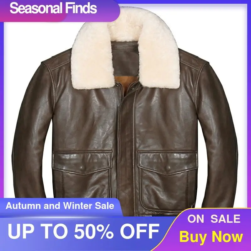2021 Brown Men USAF Genuine A2 Pilot Leather Jacket Wool Collar Europe Size Sheepskin Military Flight Natural Coat FREE SHIPPING
2021 Brown Men USAF Genuine A2 Pilot Leather Jacket Wool Collar Europe Size Sheepskin Military Flight Natural Coat FREE SHIPPING