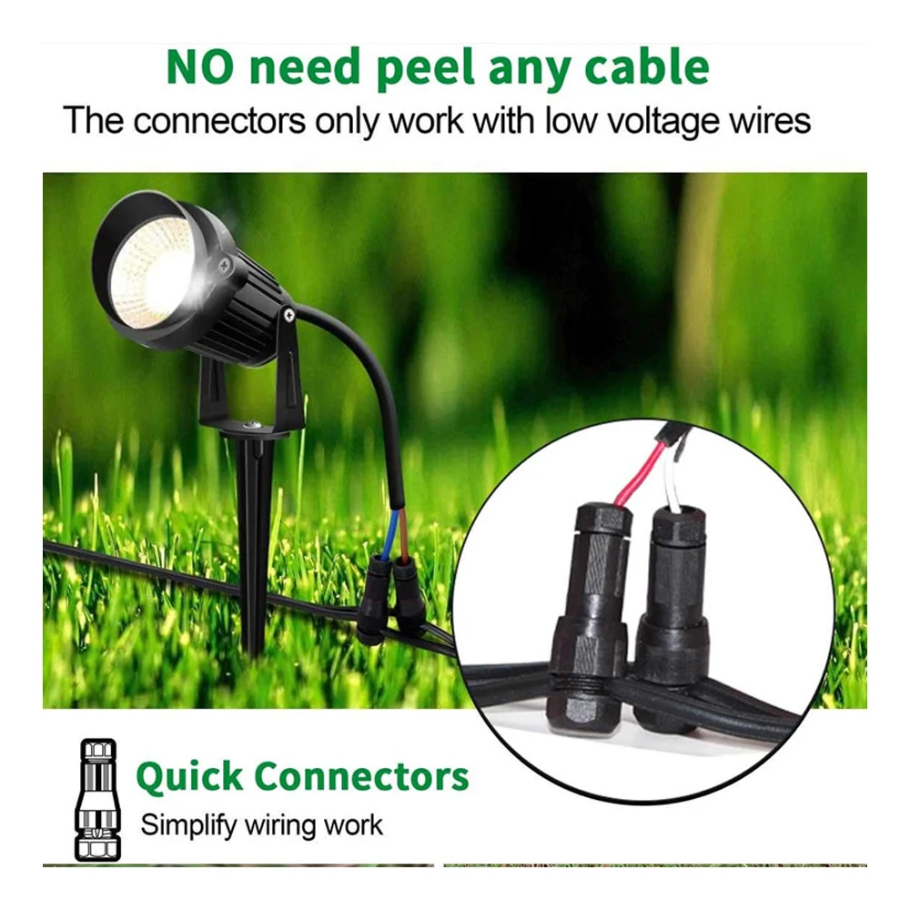 Durable Outdoors 14-20 Gauge Cable Connectors for Landscape Low Voltage Landscape Light Wire Connector Easy Install.
Durable Outdoors 14-20 Gauge Cable Connectors for Landscape Low Voltage Landscape Light Wire Connector Easy Install.