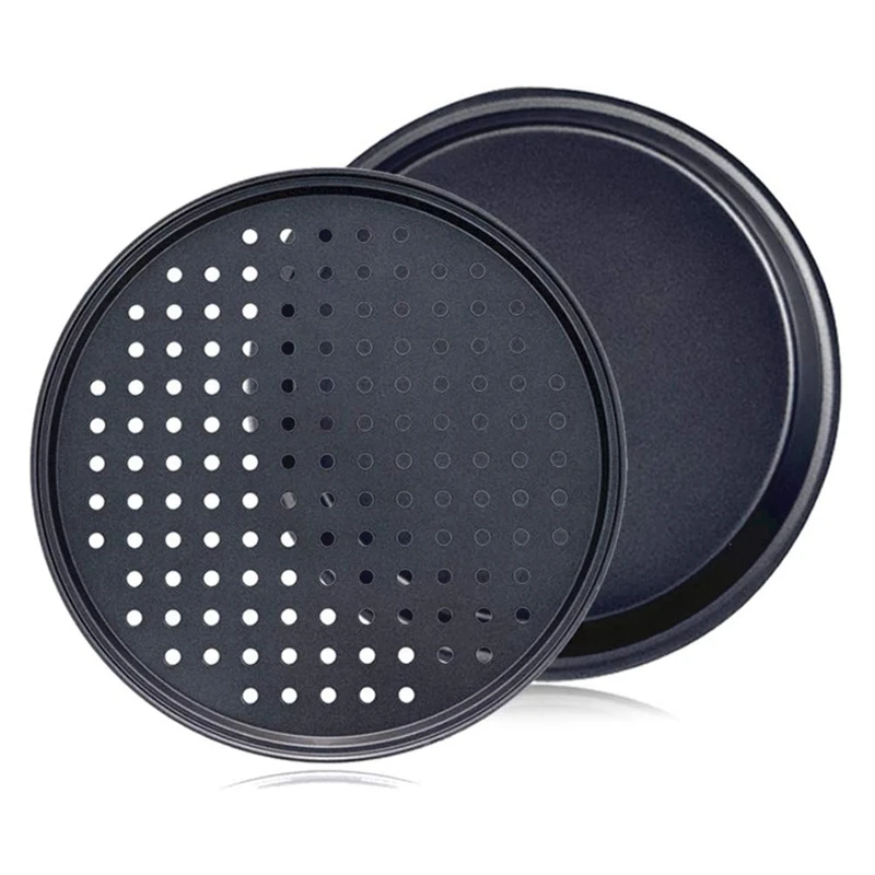 

Pizza Pan with Holes,10 Inch Pizzas Baking Crisper Tray,Non-Stick Bakeware Plate Professional Pie Pan for Oven 2 Set