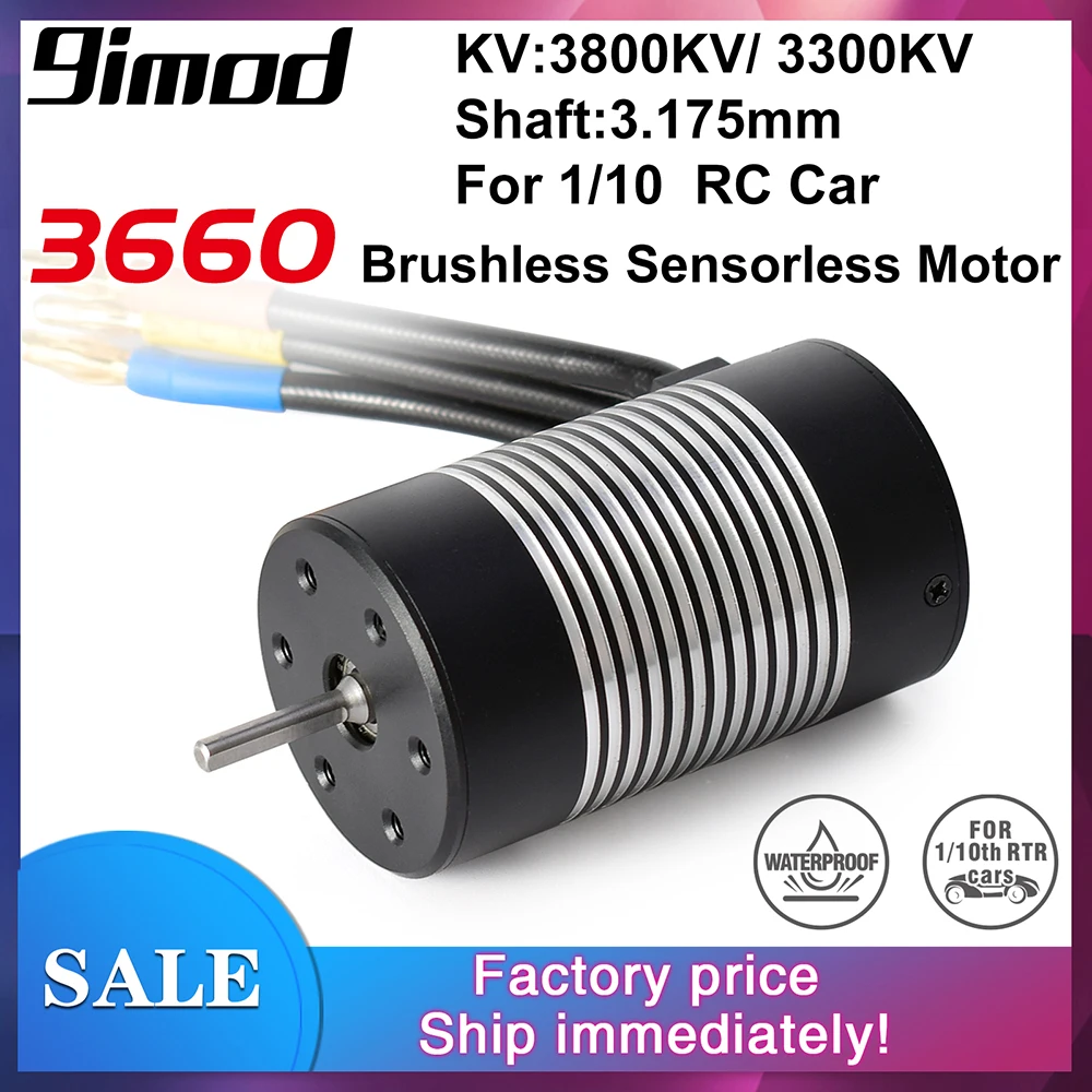 

9imod 3660 Waterproof Brushless Sensorless Motor 3800KV 3300KV for WLtoys XK 104001 1/10 Tamiya GTR Traxxas HSP Lexus RC Car