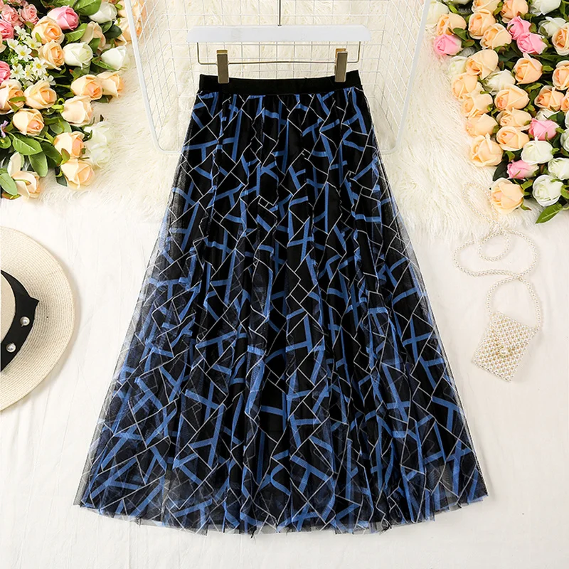 Casual Summer Mesh Skirt Fashion High Waist Plaid Print Retro A-Line Female Falda Tul Mujer Korean Style Long Skirts for Women
Casual Summer Mesh Skirt Fashion High Waist Plaid Print Retro A-Line Female Falda Tul Mujer Korean Style Long Skirts for Women
