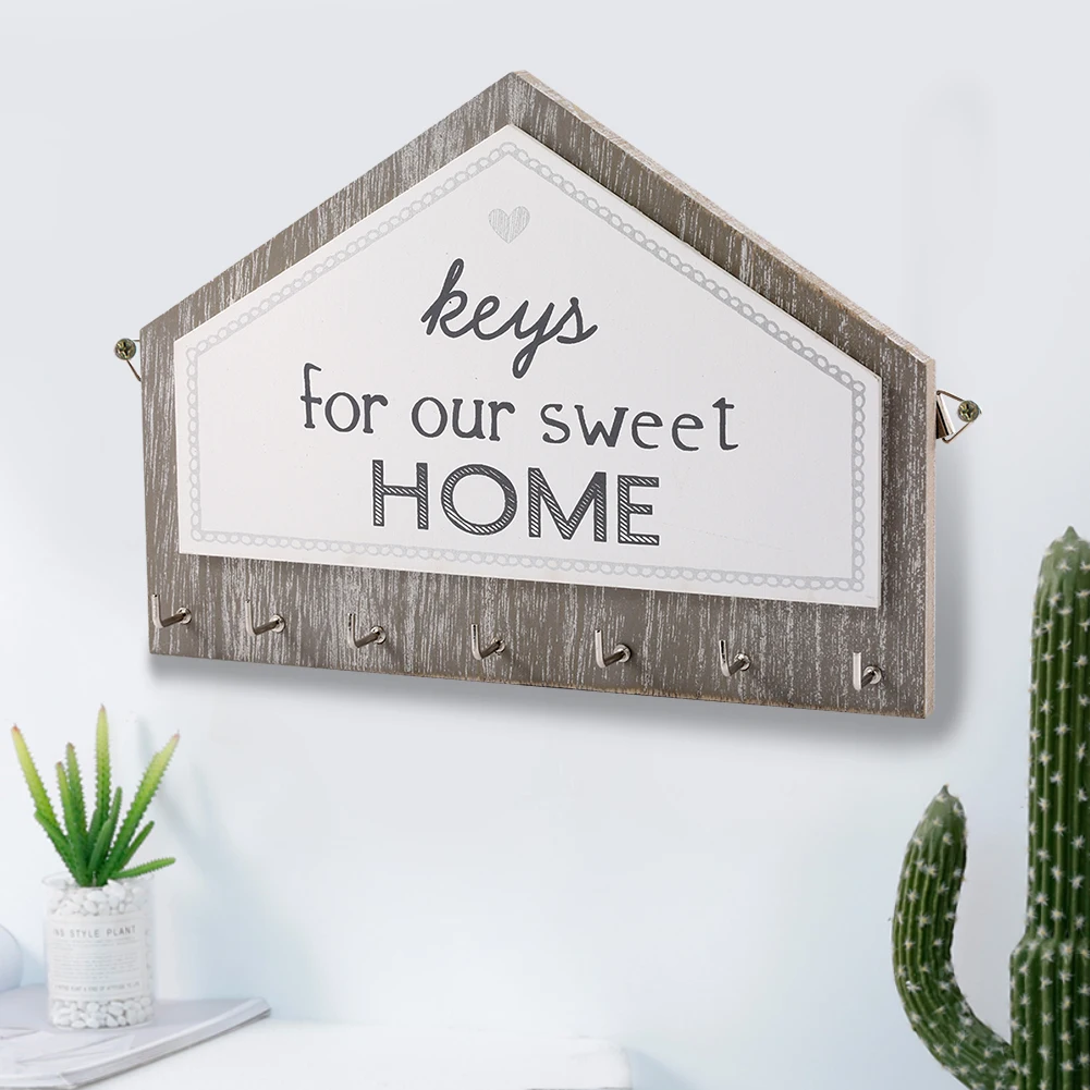 House Shaped Wood Key Holder Keys for Our Sweet Home Decor Door Wall Hook Hanger Hats Keychains Sundries Hanging Rack 7 Hooks
House Shaped Wood Key Holder Keys for Our Sweet Home Decor Door Wall Hook Hanger Hats Keychains Sundries Hanging Rack 7 Hooks