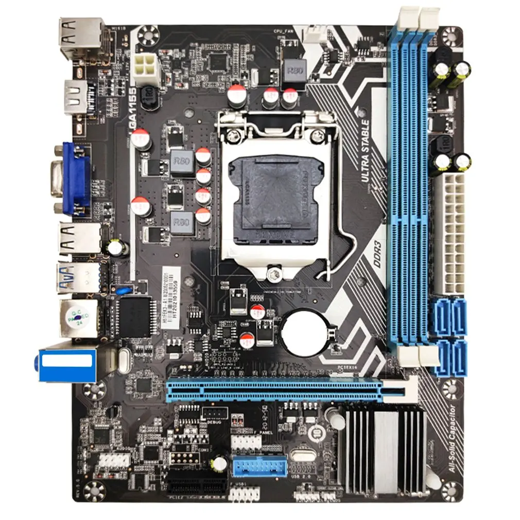 

H61 LGA 1155 Solid State Motherboard VGA + HDMI-compatible Dual Output Computer Motherboard Support DDR3 Memory 4 USB2.0
