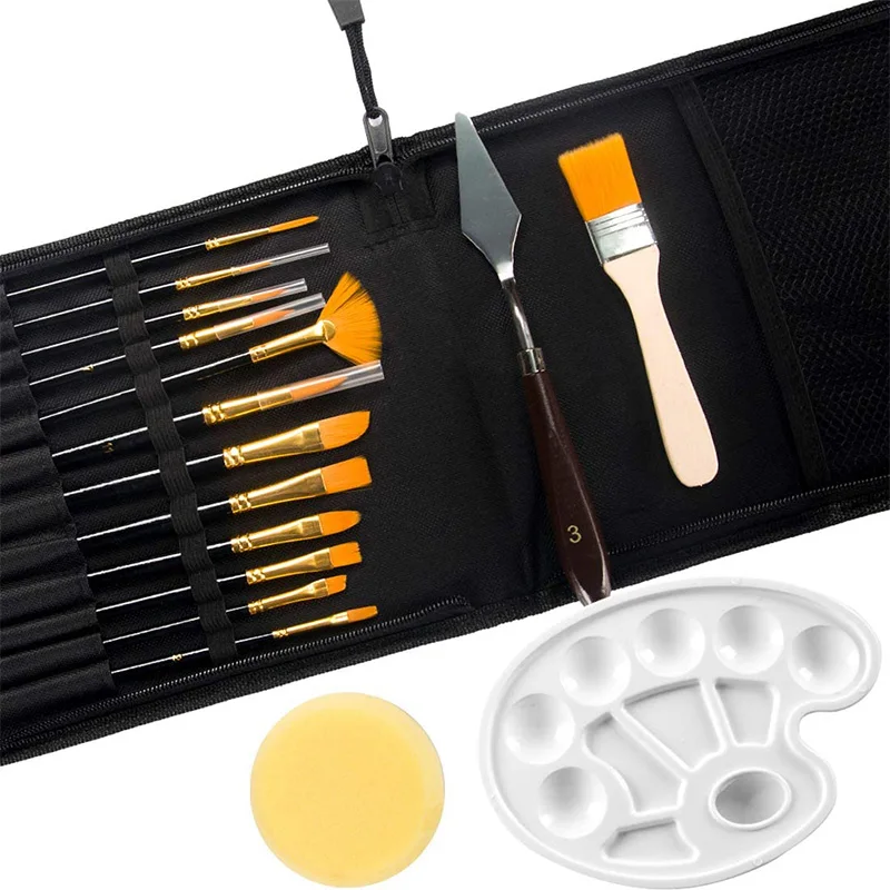 16 Pcs Paint Brushes Set 12 Sizes Painting Brush with Palette Knife, Sponge and Oil Tray for Acrylic, Watercolor
16 Pcs Paint Brushes Set 12 Sizes Painting Brush with Palette Knife, Sponge and Oil Tray for Acrylic, Watercolor